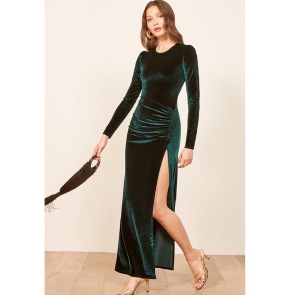 Reformation Green Velvet Ruby Dress XS